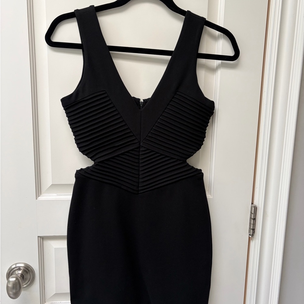 Parker Black Cut-Out Sides Dress with Ribbed Detail - NWT